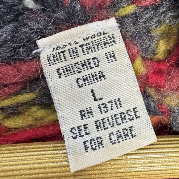 Vintage Wool Chunky Knit Nordic Sweater Womens Large V-Neck Pullover Holiday 90s - Picture 3 of 6